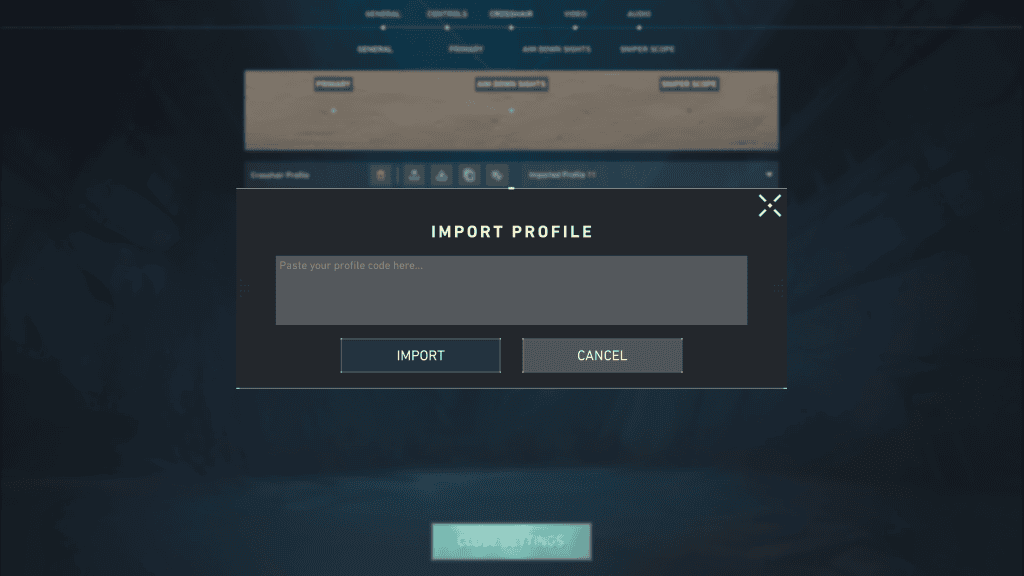 Import a Crosshair Code Valorant